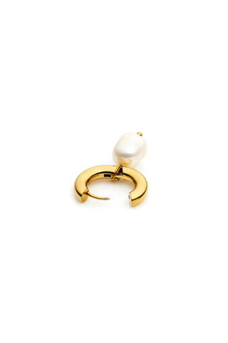 Gold Pearl Hoop Earrings