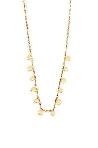 Gold Disc Charm Rolo Chain Necklace