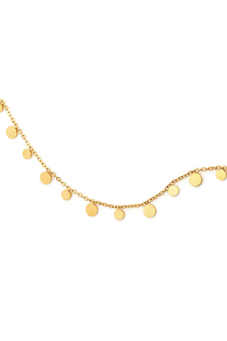 Gold Disc Charm Rolo Chain Necklace