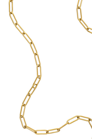 Waterproof Gold Paperclip T-Bar Necklace