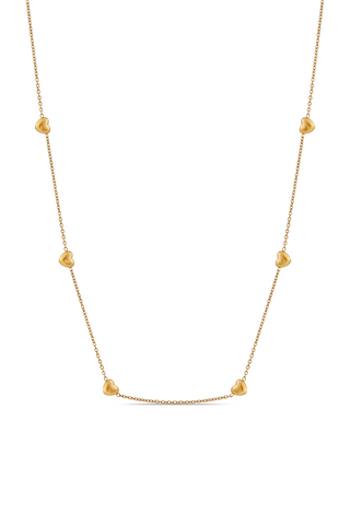 Waterproof Gold Heart Station Necklace