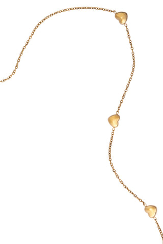 Waterproof Gold Heart Station Necklace