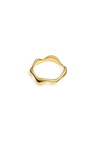 Gold Wavy Molten Ring