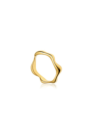 Gold Wavy Molten Ring