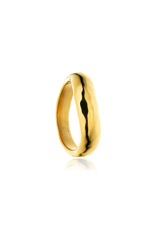 Waterproof Gold Chunky Molten Ring