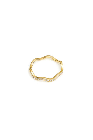 Gold Pavé Wavy Ring