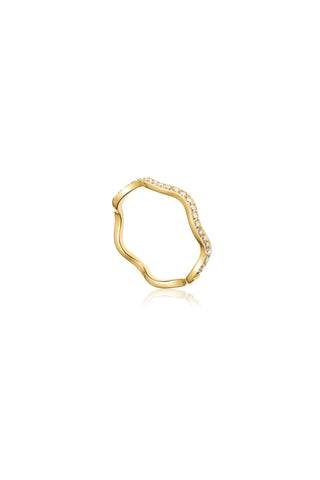 Gold Pavé Wavy Ring