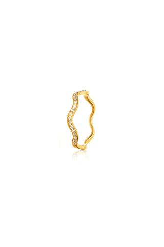 Gold Pavé Wavy Ring