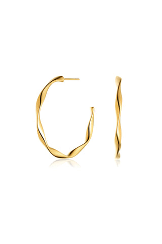 Gold Twisted Hoop Stud Earrings
