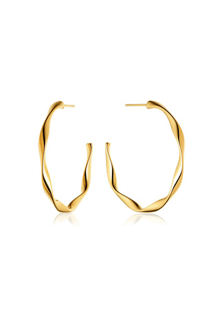Gold Twisted Hoop Stud Earrings
