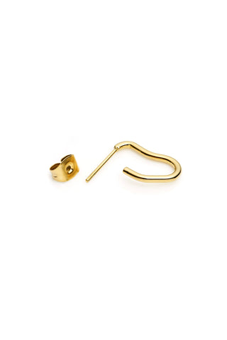 Gold Wavy Hoop Stud Earrings