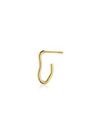Gold Wavy Hoop Stud Earrings