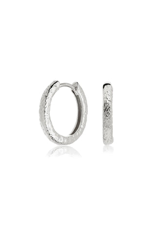 Silver Molten Hoop Earrings