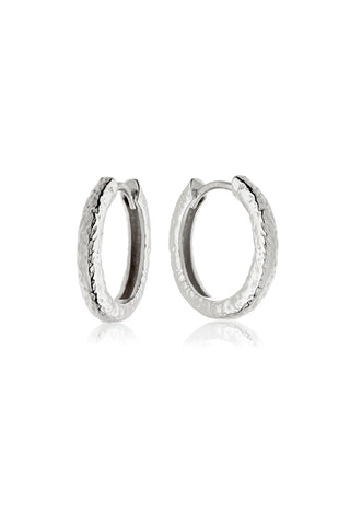 Silver Molten Hoop Earrings