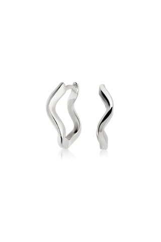 Silver Wavy Hoop Earrings