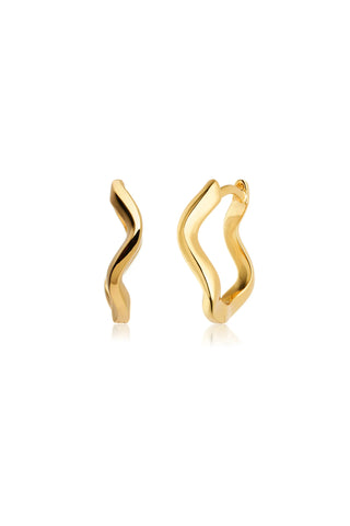 18ct Vermeil Silver Wavy Hoop Earrings