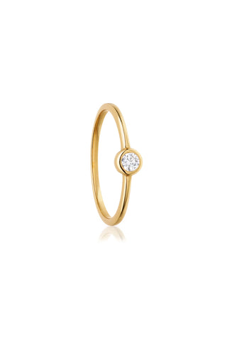 18ct Gold Vermeil Silver Solitaire Ring with Cubic Zirconia