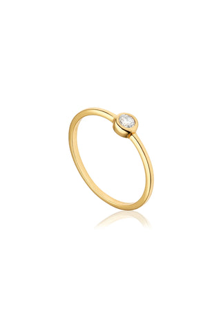 18ct Gold Vermeil Silver Solitaire Ring with Cubic Zirconia