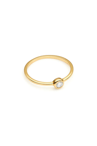 18ct Gold Vermeil Silver Solitaire Ring with Cubic Zirconia