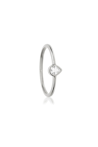 Silver Stacking Ring with Teardrop Cubic Zirconia