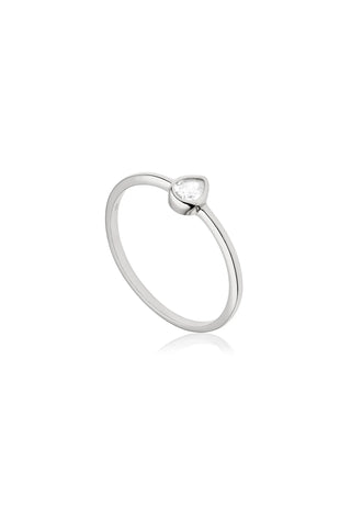 Silver Stacking Ring with Teardrop Cubic Zirconia