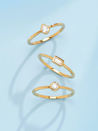 18ct Gold Vermeil Silver Solitaire Ring with Cubic Zirconia