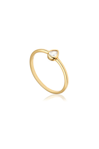 18ct Gold Vermeil Silver Stacking Ring with Teardrop Cubic Zirconia