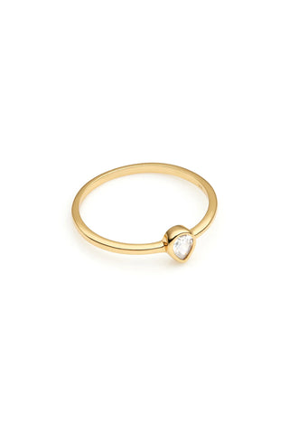 18ct Gold Vermeil Silver Stacking Ring with Teardrop Cubic Zirconia