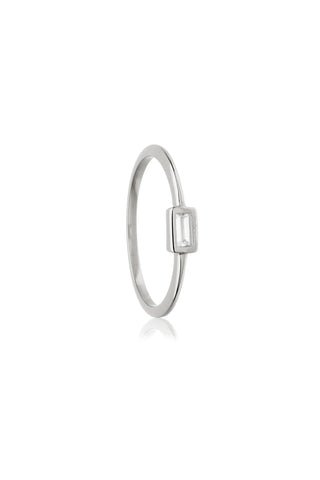 Silver Stacking Ring with Baguette Cubic Zirconia