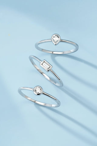 Silver Stacking Ring with Baguette Cubic Zirconia