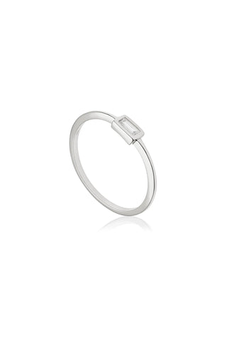 Silver Stacking Ring with Baguette Cubic Zirconia