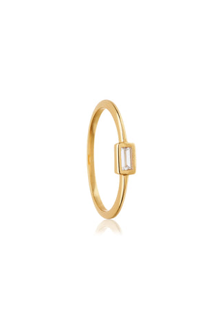 18ct Gold Vermeil Silver Stacking Ring with Baguette Cubic Zirconia
