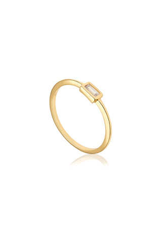 18ct Gold Vermeil Silver Stacking Ring with Baguette Cubic Zirconia