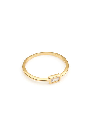 18ct Gold Vermeil Silver Stacking Ring with Baguette Cubic Zirconia