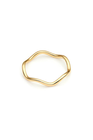 18ct Gold Vermeil Silver Wavy Stacking Ring