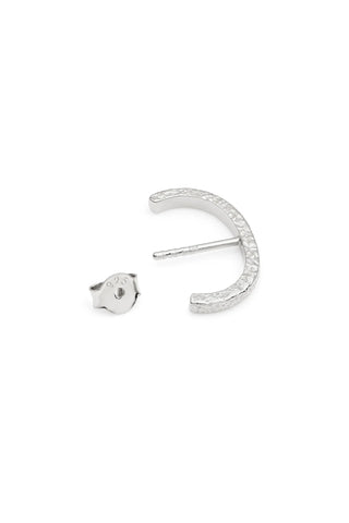 Silver Molten Suspender Stud Earring