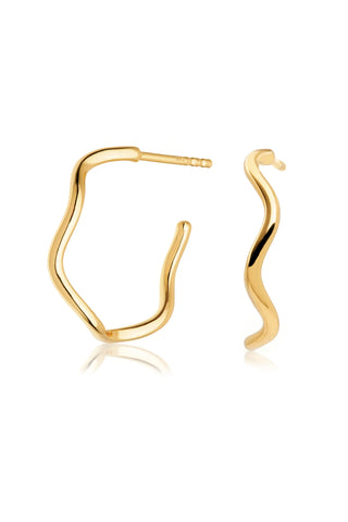 18ct Vermeil Silver Wavy Hoop Stud Earrings