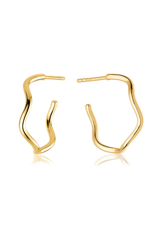 18ct Vermeil Silver Wavy Hoop Stud Earrings