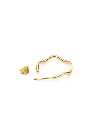 18ct Vermeil Silver Wavy Hoop Stud Earrings