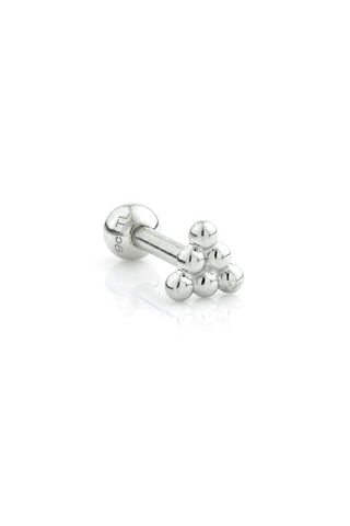 Multi Dot Triangle 9ct Solid White Gold Barbell Earring