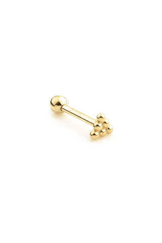 Multi Dot Triangle 9ct Solid Gold Barbell Earring