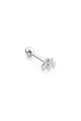Bee 9ct Solid White Gold Barbell Earring