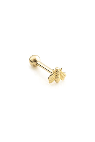 Bee 14ct Solid Gold Barbell Earring