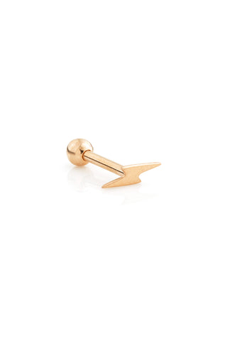 Lightning Bolt 9ct Solid Rose Gold Barbell Earring
