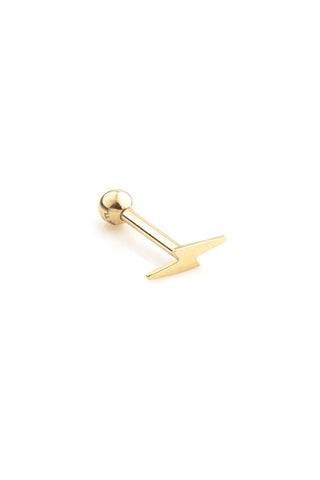 Lightning Bolt 14ct Solid Gold Barbell Earring