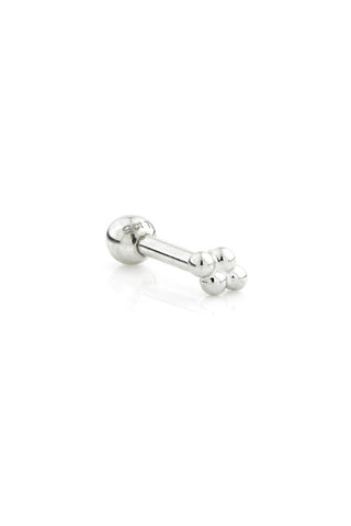 4 Dot 9ct Solid White Gold Barbell Earring