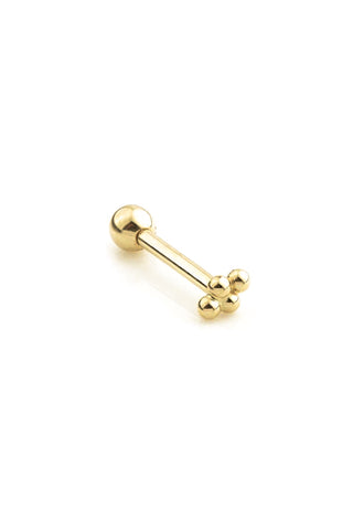 4 Dot 14ct Solid Gold Barbell Earring