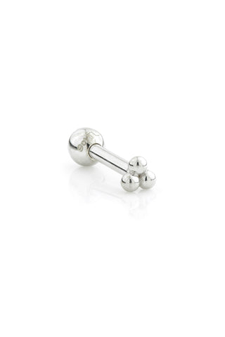 Tri Dot 9ct Solid White Gold Barbell Earring