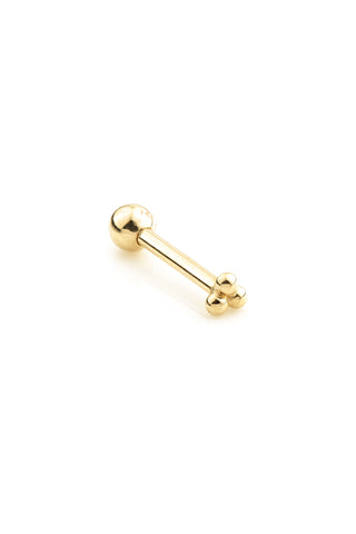 Tri Dot 9ct Solid Gold Barbell Earring