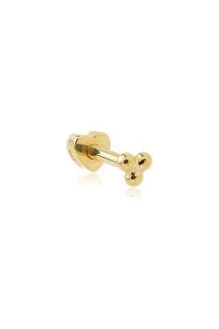 Trinity Dot 9ct Solid Gold Barbell Earring with Screw on Heart Back